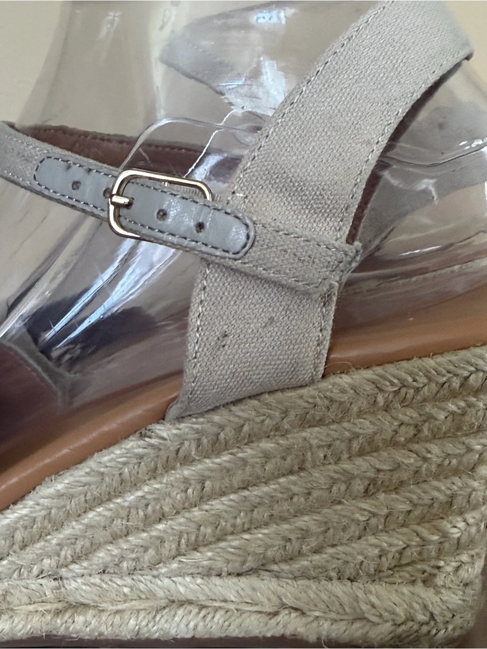 J. CREW Canvas Peep Toe Wedge Espadrille Shoes in size 8.5